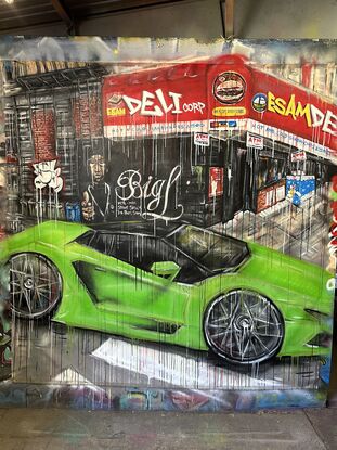 An ode to hip hop and New York, via acrylics and brushwork on an 8x8ft unstretched canvas