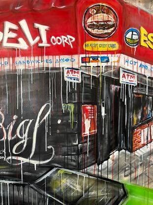 An ode to hip hop and New York, via acrylics and brushwork on an 8x8ft unstretched canvas