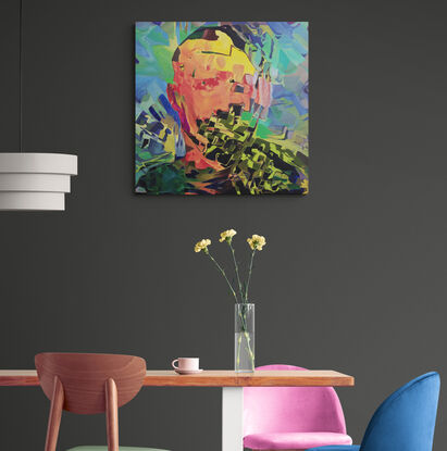 Futuristic brightly coloured abstract portrait