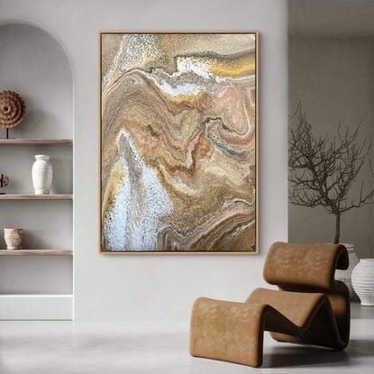 Rustic landscape inspired acrylic painting with a varnish finish