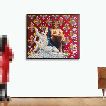 Cupid, love, fashion, luxury, women, nude, oil paintiing, realism, hand painted art, art on canvas, wall art, artwork framed, stencils, patterns, flowers, fashion, red, white, wall art, wall painting, unique art, original painting on canvas, 