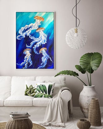 Dancing Jellyfish original one of a kind painting by Irina Redine.