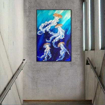 Dancing Jellyfish original one of a kind painting by Irina Redine.