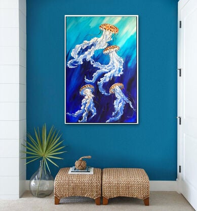 Dancing Jellyfish original one of a kind painting by Irina Redine.