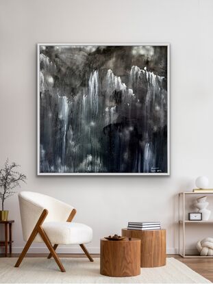 
Black and white abstract  like rain running down a foggy window. Perfect for minimalist interiors. 