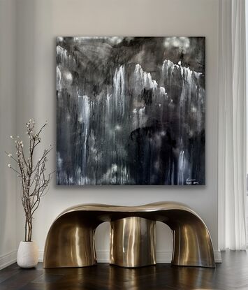 
Black and white abstract  like rain running down a foggy window. Perfect for minimalist interiors. 