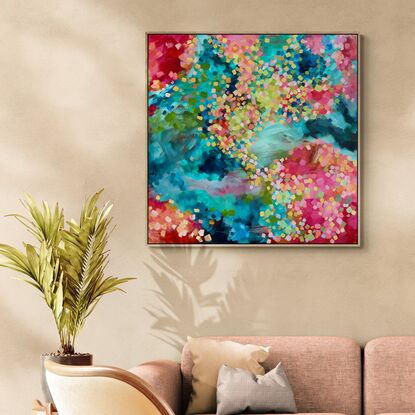 An impressionist landscape of colour, inspired by the coral reef.  Mark making, in ocean shades and beautiful coral colours. 