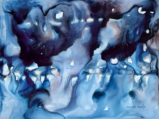 Dive into the moody depths of "Myst," a mixed media abstract artwork that captures the quiet, atmospheric allure of mist and shadows. With its cool blues, deep purples, and soft highlights, this piece evokes a sense of calm and introspection. The fluid, cloud-like forms and subtle contrasts create an immersive experience, inviting viewers to explore its enigmatic layers. "Myst" brings a touch of quiet sophistication and depth to any space, perfect for those who appreciate art that whispers rather than shouts.