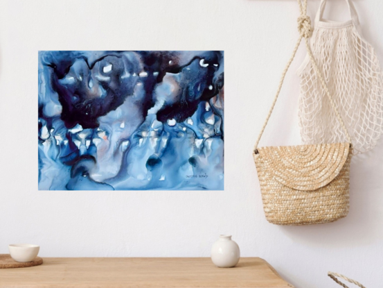 Dive into the moody depths of "Myst," a mixed media abstract artwork that captures the quiet, atmospheric allure of mist and shadows. With its cool blues, deep purples, and soft highlights, this piece evokes a sense of calm and introspection. The fluid, cloud-like forms and subtle contrasts create an immersive experience, inviting viewers to explore its enigmatic layers. "Myst" brings a touch of quiet sophistication and depth to any space, perfect for those who appreciate art that whispers rather than shouts.