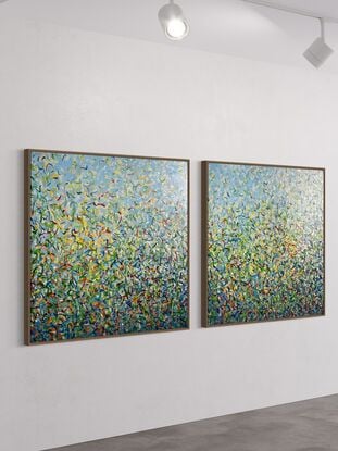 Metallic gold turquoise green blue painting art water sea ocean lake garden Australia bush