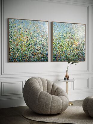 Metallic gold turquoise green blue painting art water sea ocean lake garden Australia bush