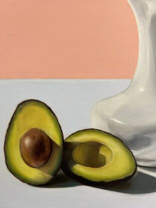 Still life with jug vase and avocados 