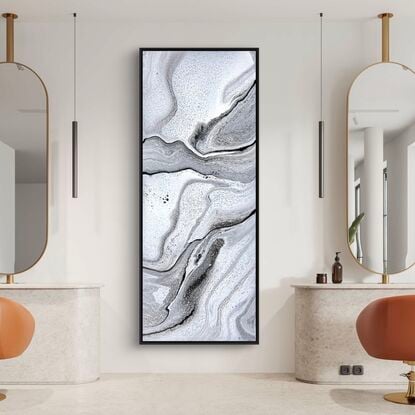 Blanco Carrara Marble inspired acrylic painting with a varnish finish