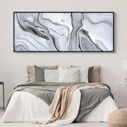 Blanco Carrara Marble inspired acrylic painting with a varnish finish