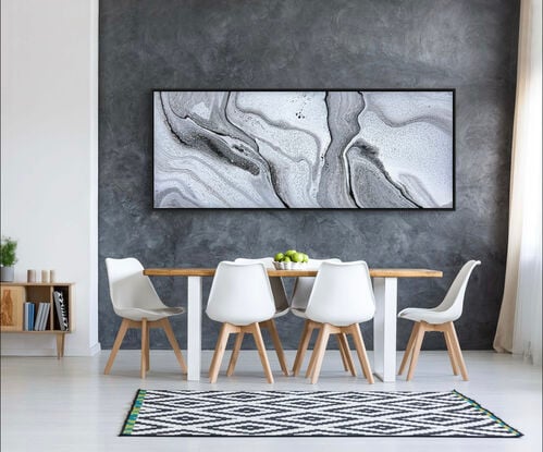 Blanco Carrara Marble inspired acrylic painting with a varnish finish