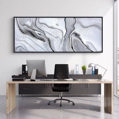 Blanco Carrara Marble inspired acrylic painting with a varnish finish