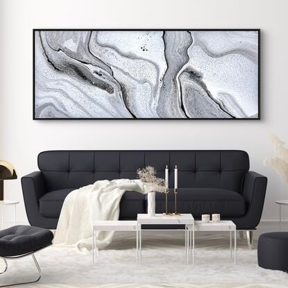 Blanco Carrara Marble inspired acrylic painting with a varnish finish