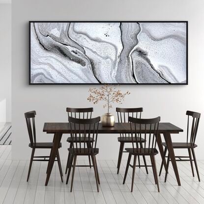 Blanco Carrara Marble inspired acrylic painting with a varnish finish