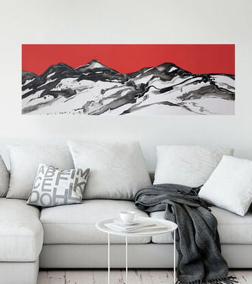 A black and white abstract landscape of mountains and fjords and iceland