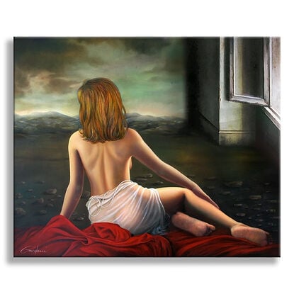 Women, nude, figurative, oil on canvas, oil painting, wall art, wall painting, realism, realism painting, handpainted, landscape, peace, beauty, love, wall decor, artwork framed, artwork ready to hang,