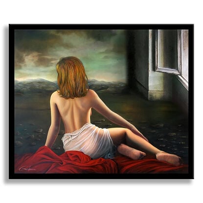 Women, nude, figurative, oil on canvas, oil painting, wall art, wall painting, realism, realism painting, handpainted, landscape, peace, beauty, love, wall decor, artwork framed, artwork ready to hang,