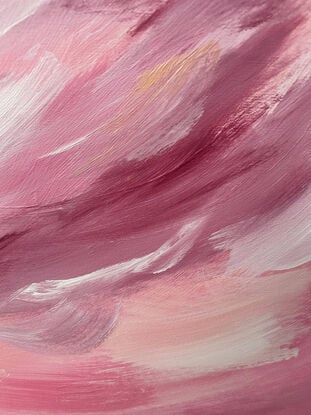 Large brushstrokes in pink, blush, peach and magenta to create a statement yet calming feature