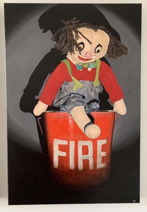 Clown in fire bucket