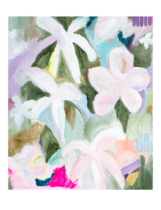 Flowers with dreamy pastel palette with abstract brush strokes.