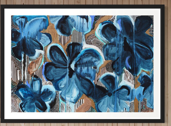 Stunning epic large print with flowers. Reproduction of oils and acrylic. Print has white border.