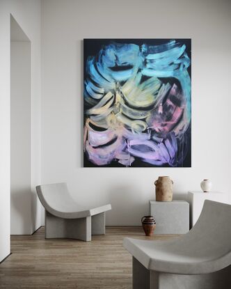 colourful extra large black abstract modern painting