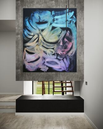 colourful extra large black abstract modern painting