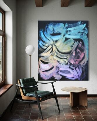 colourful extra large black abstract modern painting