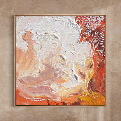 "Petal Prose" – A Celebration of Feminine Strength

Framed in natural oak, Petal Prose is a collection of four unique artworks that honor the beauty and strength of womanhood. Each piece in the series combines vibrant hues such as burnt orange, deep ochre, soft greens, and delicate whites to represent various facets of feminine energy.

The first artwork is characterized by bold brushstrokes and lively petals, symbolizing the spirit of emergence. The second artwork presents softer tones, evoking a sense of quiet introspection and inner strength. The third piece features rich textures and intricate patterns, celebrating the diverse experiences of women. The final piece embodies lightness and freedom, representing unity and the boundless potential of self-acceptance.

The title, Petal Prose, reflects the poetic stories woven into each painting, inviting viewers to appreciate the beauty in every detail. Like petals composing a flower, each artwork contributes to a greater narrative of women embracing their differences and finding strength together. The natural oak frames offer a grounding contrast to the vivid colors, highlighting the intricate details and the powerful themes of growth, transformation, and empowerment.