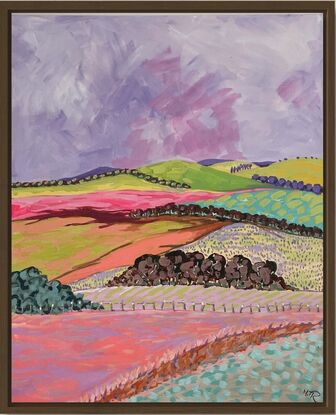 Three brightly coloured landscapes 