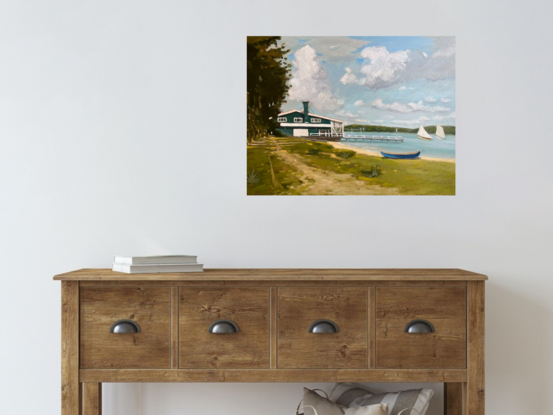 Coastal scene with boats and shoreline