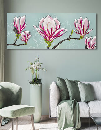 oversize magnolia flowers on branch