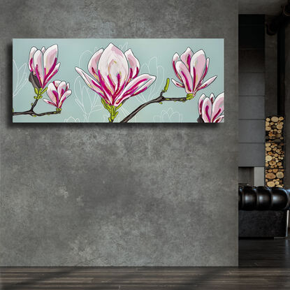 oversize magnolia flowers on branch