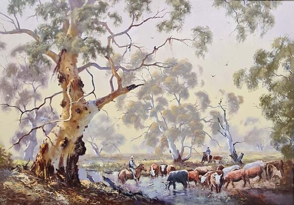 The  Australian Country , its beautiful trees and cattle