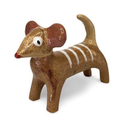 This stoneware sculpture features a stylised puppy.