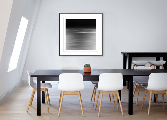 black and white seascape in abstract form