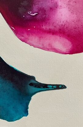 Teal and Magenta  painting with soft organic shapes