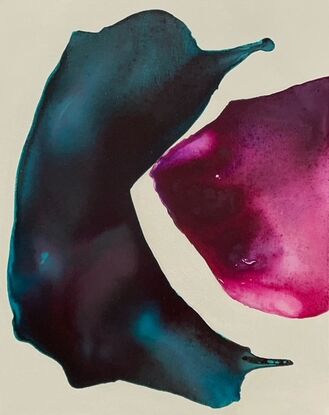 Teal and Magenta  painting with soft organic shapes