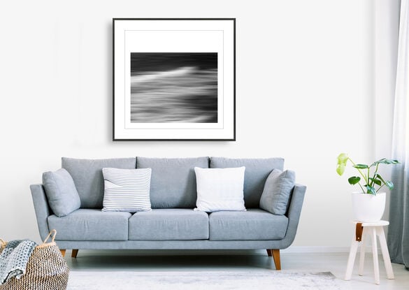 black and white seascape in abstract form