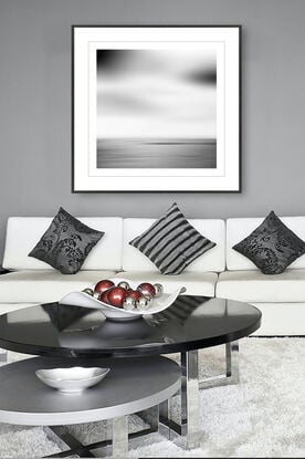 black and white seascape in abstract form