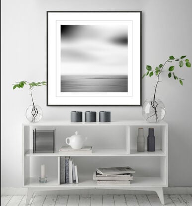 black and white seascape in abstract form