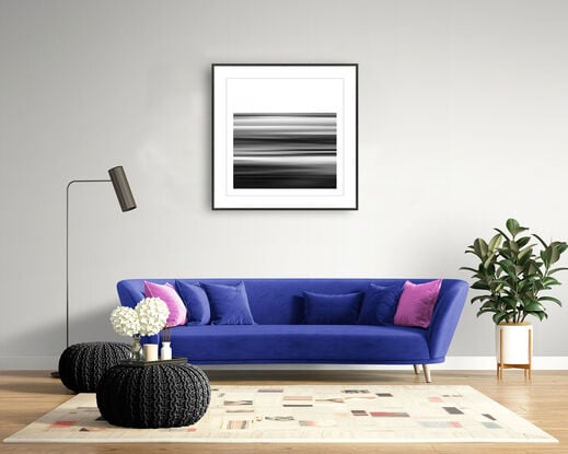 black and white seascape in abstract form