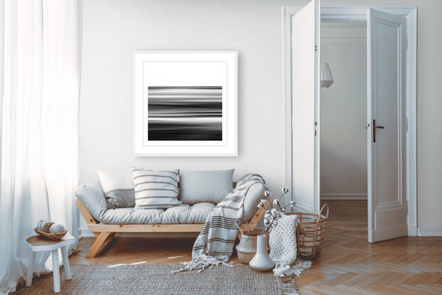 black and white seascape in abstract form