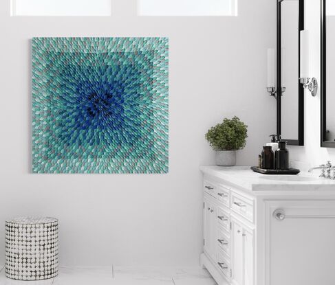 lu teal Navy turquoise abstract ocean colours abstract painting