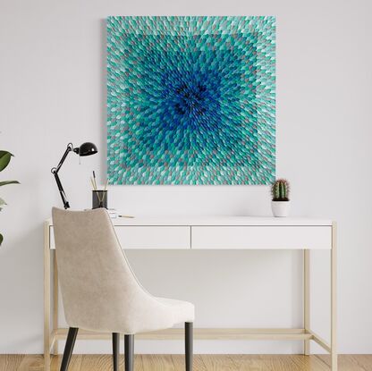 lu teal Navy turquoise abstract ocean colours abstract painting