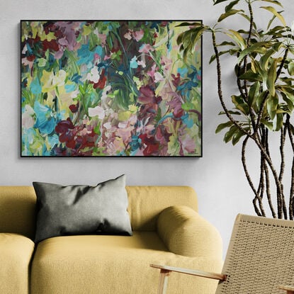 Colourful expressionist flower abstract painting 